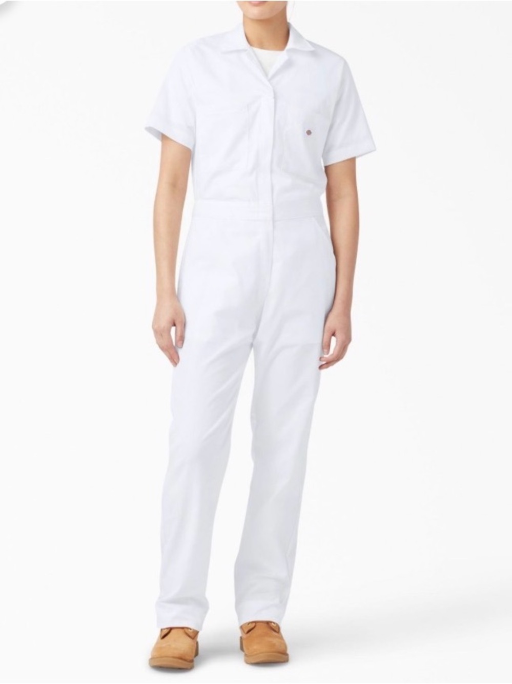 Dickies White Short-Sleeve Utility Jumpsuit